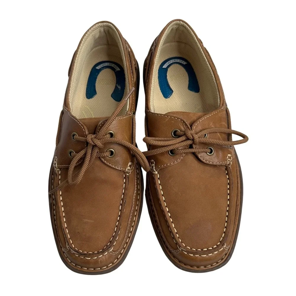 Nunn Bush Brown Leather Deck Boat Shoes‎ Comfort Gel Men's Size 9M Preppy Casual